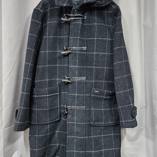 Lee  체크 모직 후드 떡볶이코트 100