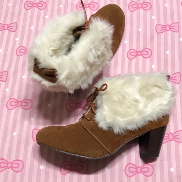 라떼갸루 퍼 리본 앵클부츠 오네 히메 샤이루