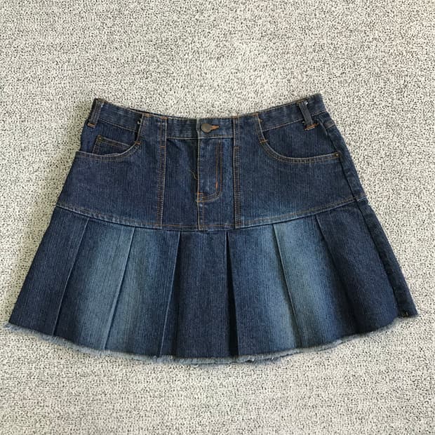 데님 미니 플리츠스커트