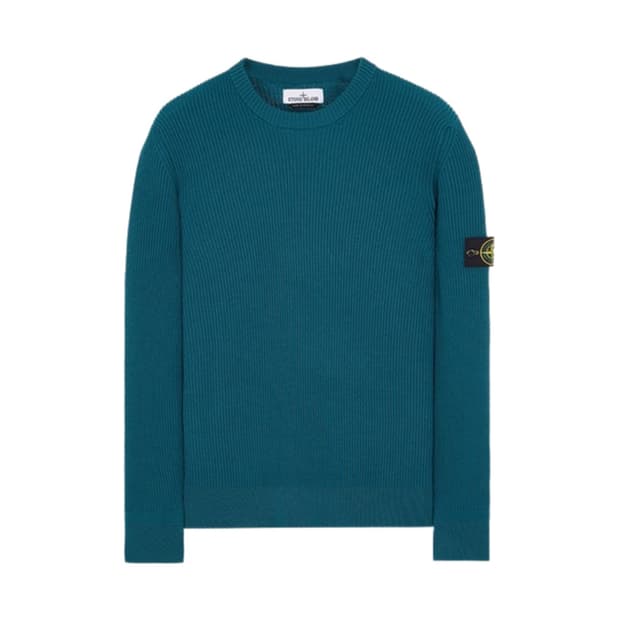 스톤아일랜드 풀 립 울 크루넥 니트 딥 제이드