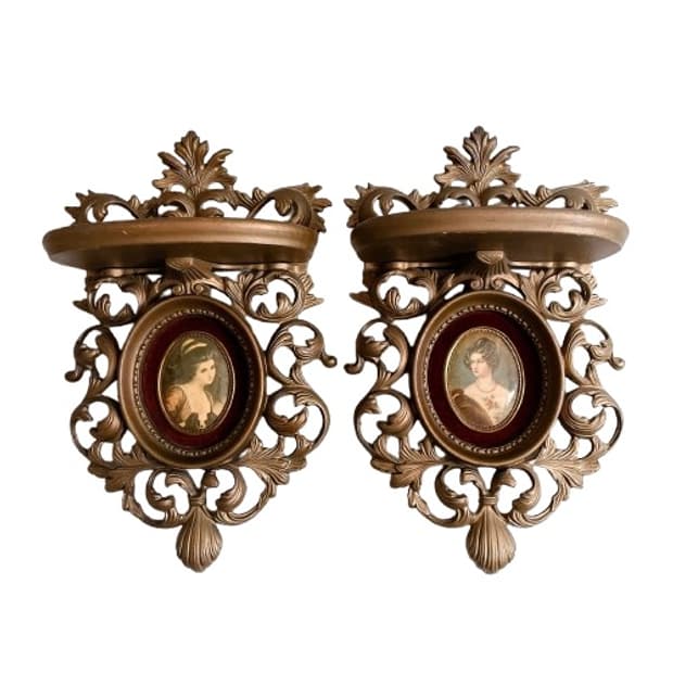 앤틱 까메오 벽걸이 선반 세트 2pcs