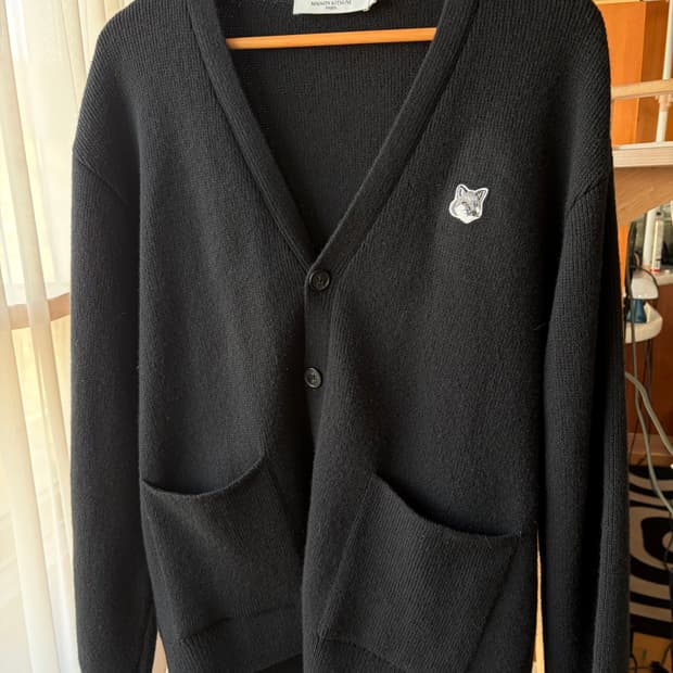 메종키츠네 그레이폭스 울가디건 M