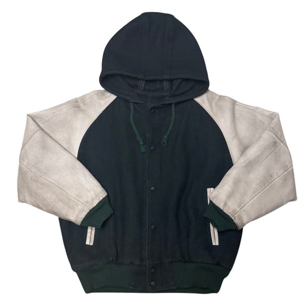 아바하우스 웨스턴로고 후드 바시티 레더자켓