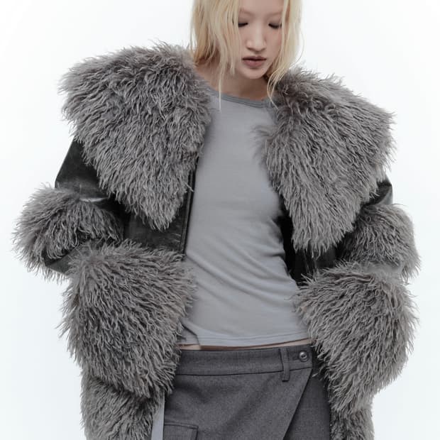 Wet tag WIDE COLLAR LEATHER SHEARLING JA