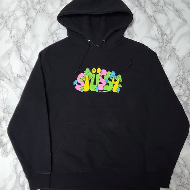 스투시 빅로고 블랙 후드티