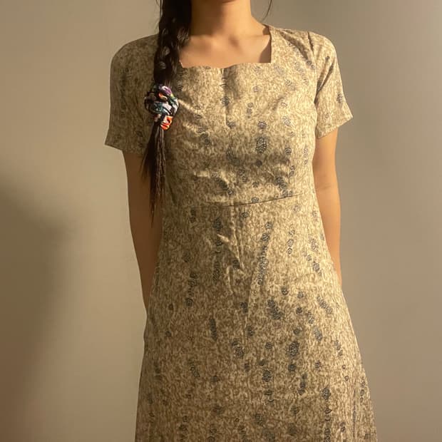 vintage flower long dress 