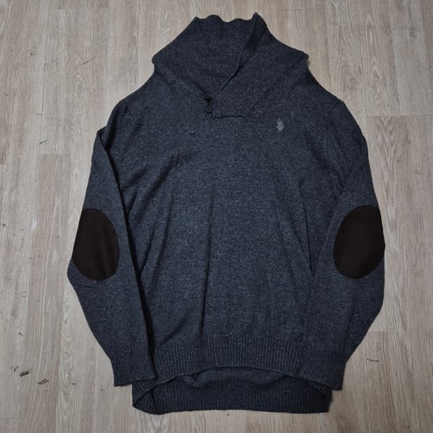 US 폴로 아센 숄카라 엘보우패치 니트 스웨터 XL(105)