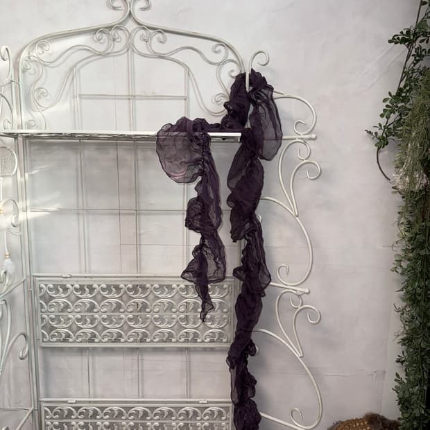 Deep purple chiffon ruffle scarf