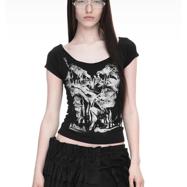 나체 SLIP X-RAY PRINTED T-SHIRT BLACK