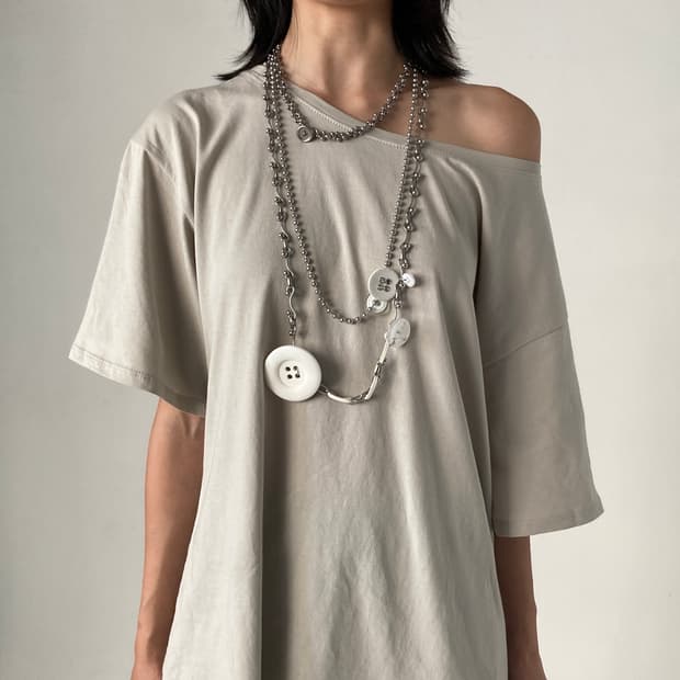 White button layered necklace