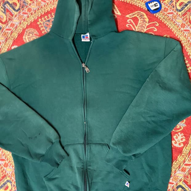 90s 미제 러셀 빈티지 후드집업 페이딩 그린