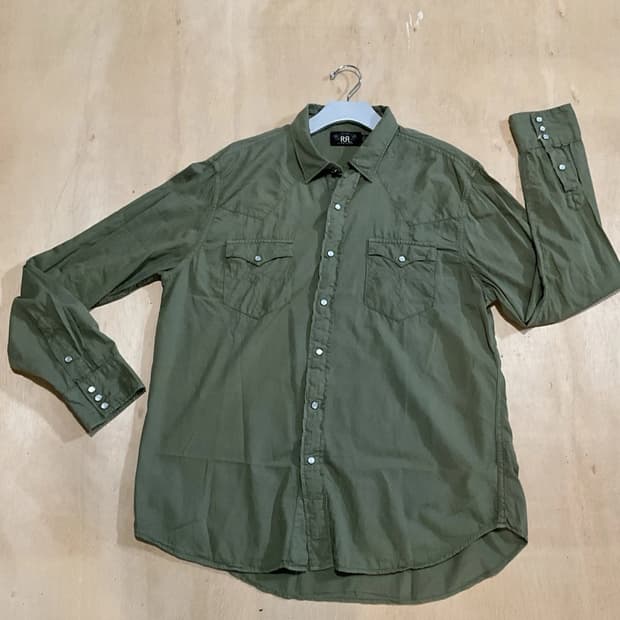 RRL 더블알엘 버팔로 웨스턴 셔츠 올리브 그린
