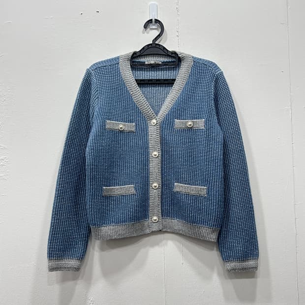 [90] 로엠 블루 트위드 니트 가디건 여성 90사이즈
