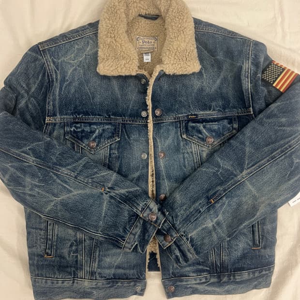 폴로 랄프로렌 성조기 쉐르파 데님 트러커