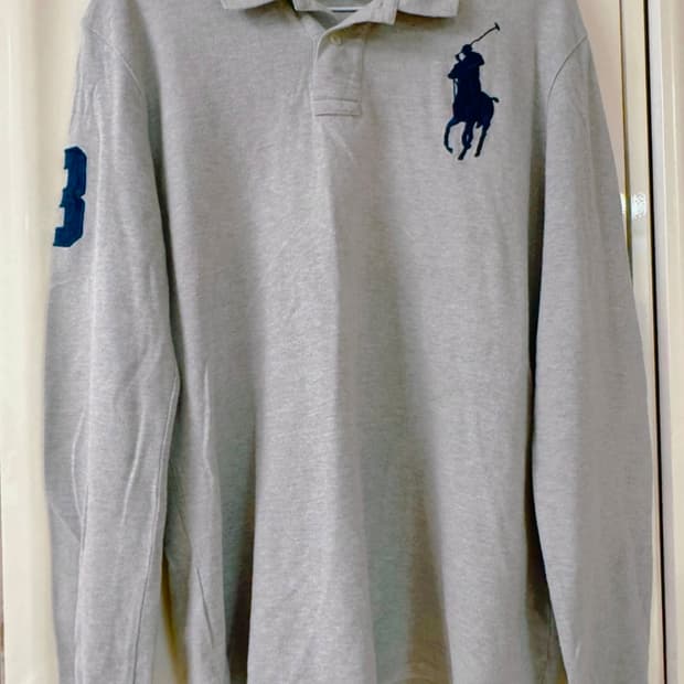 정품 폴로랄프로렌 빅포니 숫자 카라 그레이 롱슬리브 XL