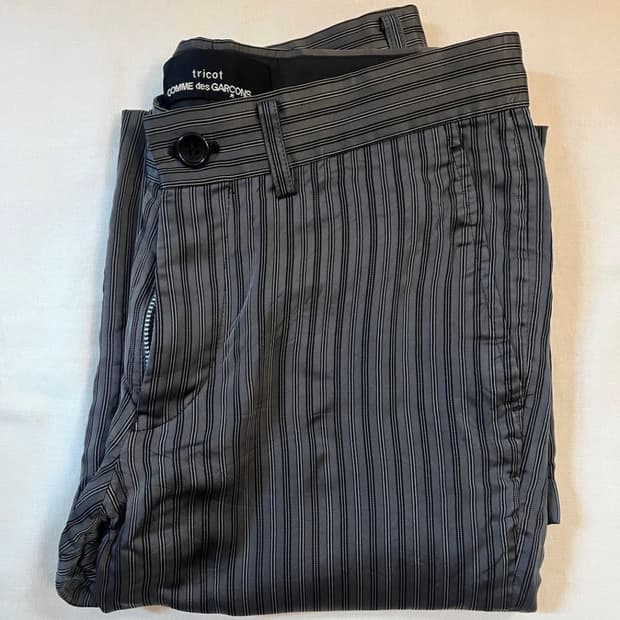 꼼데가르송 트리콧 스트라이프 크롭 팬츠