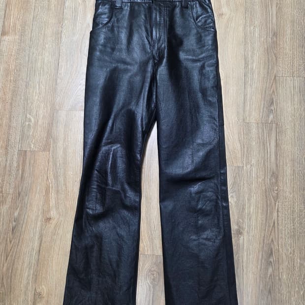 빈티지 레더 부츠컷 팬츠