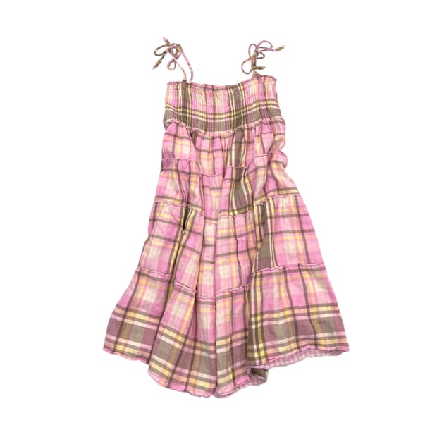 Mori pink check one piece dress