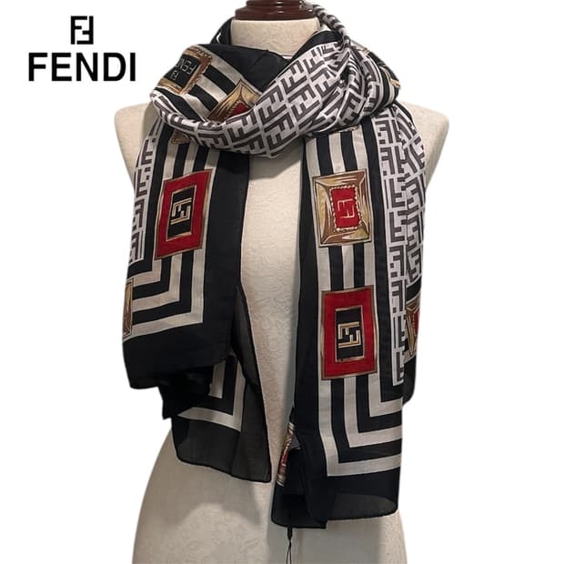 펜디 FF로고 패턴 실크 스카프