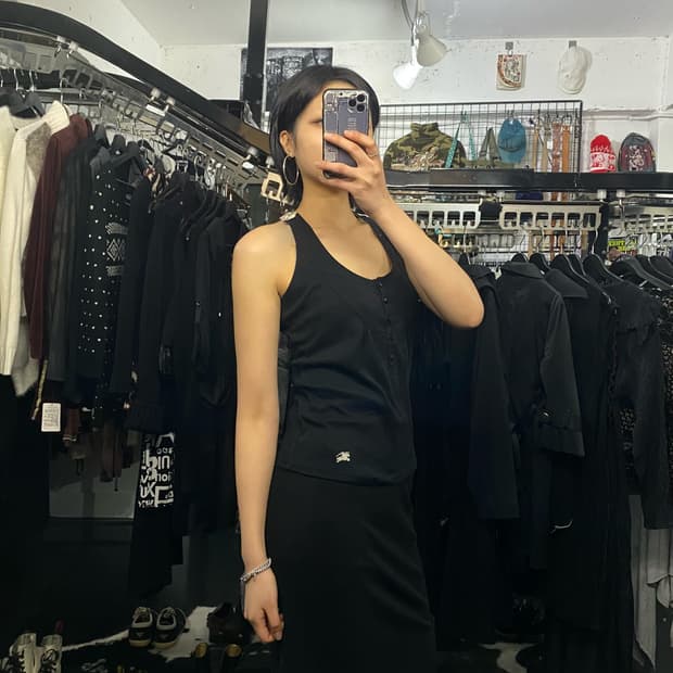 Burberry blue label 체크 홀터넥 나시