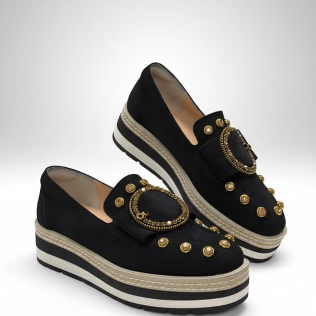 여성39/ 장식 플랫폼 로퍼 블랙