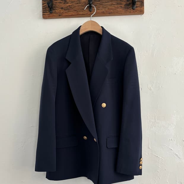 Burberry 버버리 네이비 금장 버튼 울 블레이저