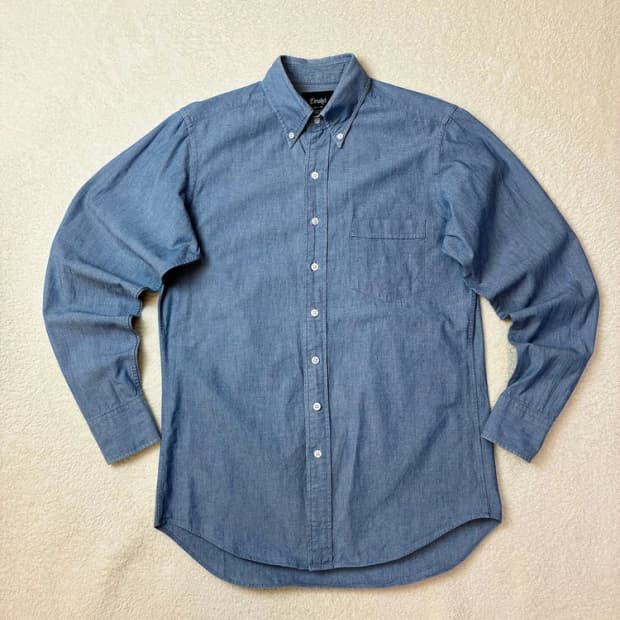 드레익스 코튼 샴브레이 버튼다운 라이트 블루 셔츠 PN5793