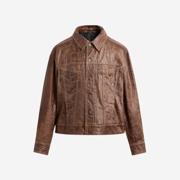 (삽니다)Zara Washed Leather Jacket Brown 