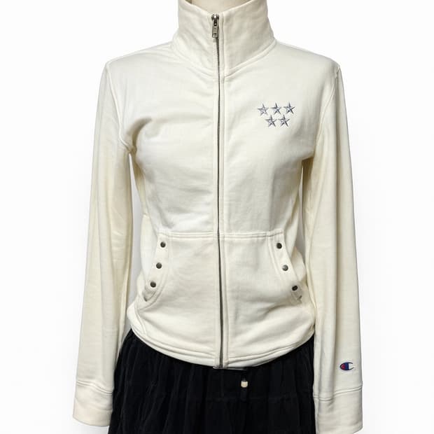 챔피온 y2k 아이보리 스타 집업 L