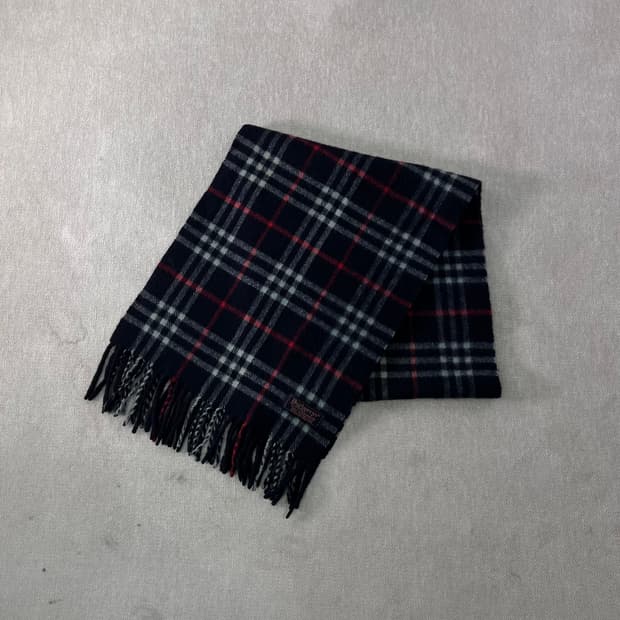 버버리 노바체크 캐시미어 네이비 머플러