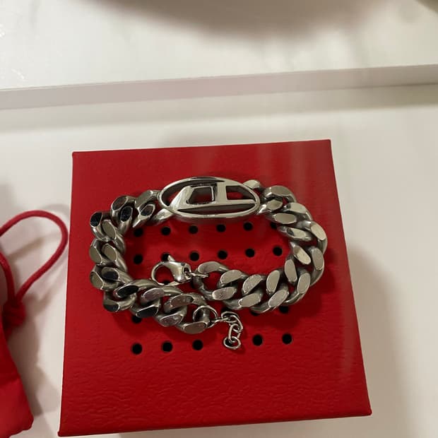 디젤 팔찌 스테인리스 스틸 체인 브레이슬릿 실버