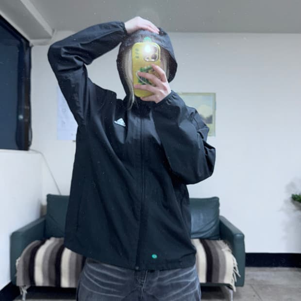 투티/0090 아디다스 바람막이 후드 블랙 스포츠