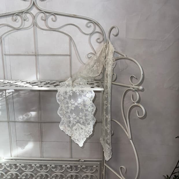Ivory ethnic floral lace scarf