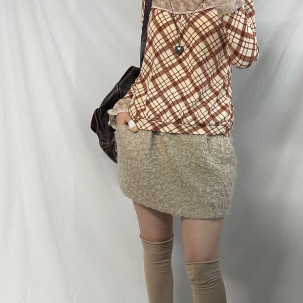 울 혼방 부클 스커트