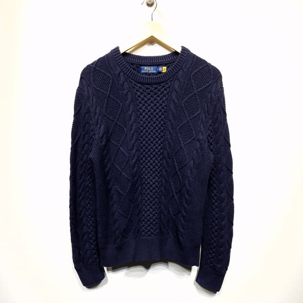 신형QR)폴로랄프로렌 아란 케이블 피셔맨 니트 네이비_S
