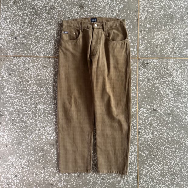 90s 올드 스투시 체크 팬츠