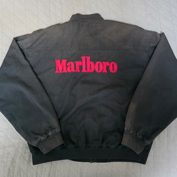 [M] 90s 빈티지 말보로 리버시블 봄버 자켓 블랙/레드 썬페이드