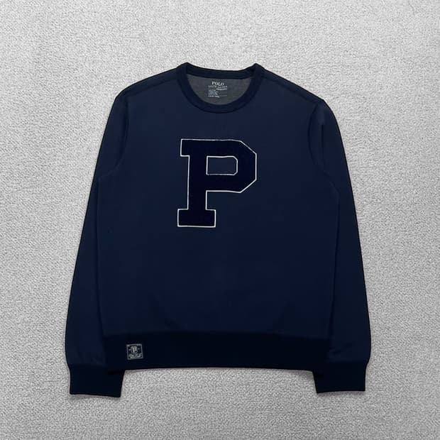 폴로 랄프로렌 셰닐 P로고 맨투맨 네이비