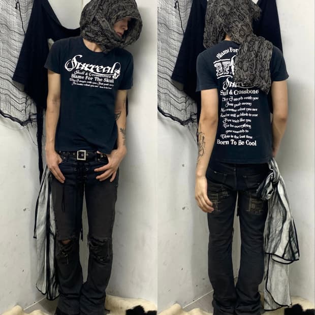 (nr)Skull&Punk Lettering Slim Fit Tee