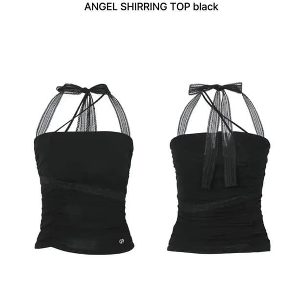 페인오어플레져 angel shirring top black