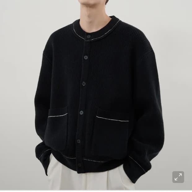 (XL) 드로우핏 스티치 포인트 PBT 라운드 가디건 [BLACK]