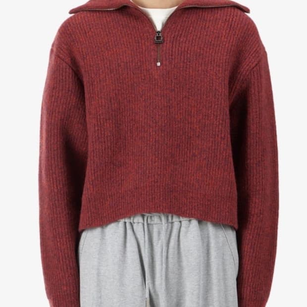 우영미 하프 니트 집업 사이즈 44