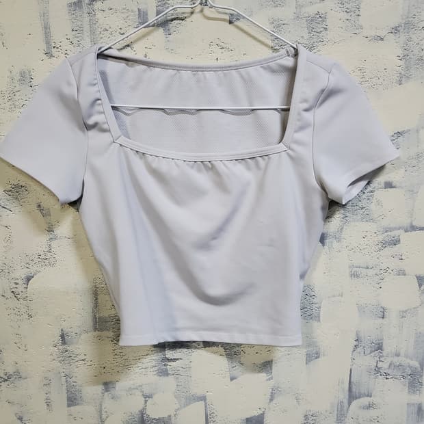 젝시믹스 스퀘어넥 반팔 크롭 티셔츠 