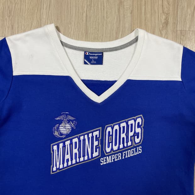 95) 챔피온 미군 미해병대 빅로고 V넥 맨투맨