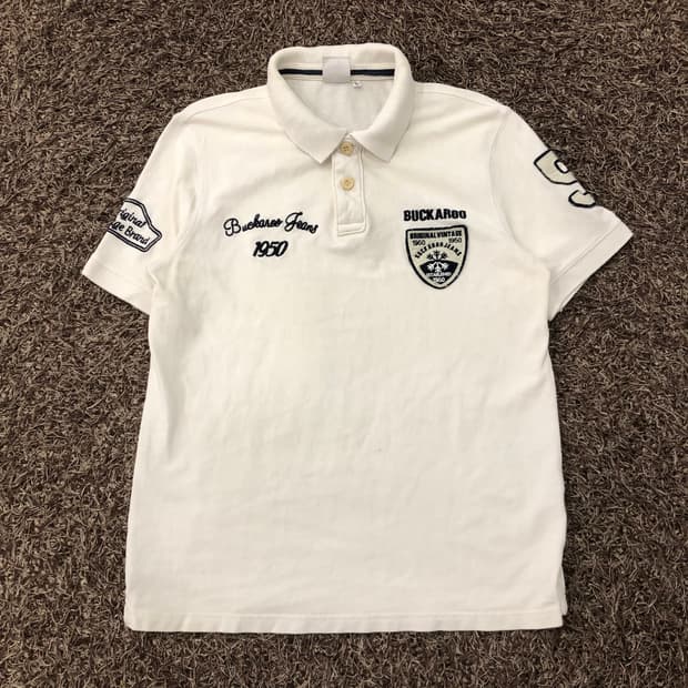 L 버커루 패치 카라 반팔 티셔츠