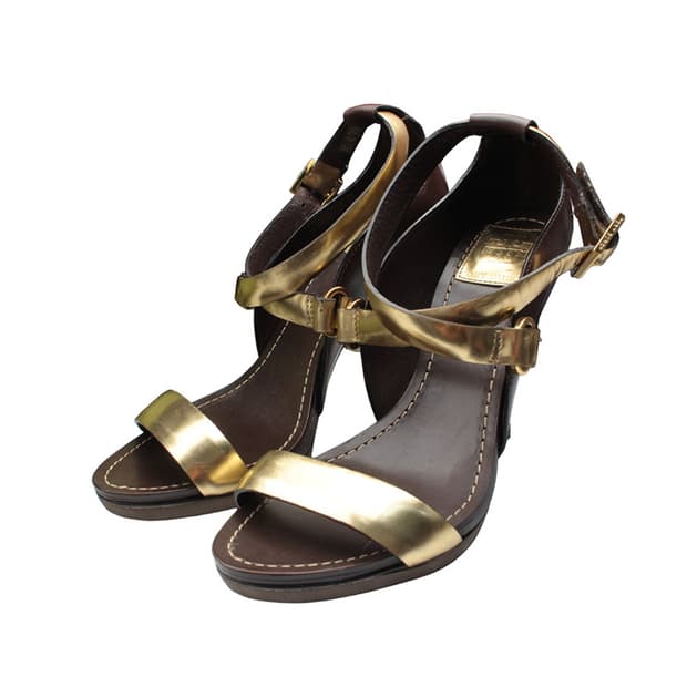 토리버치 브라운 골드스트랩 슈즈 7M