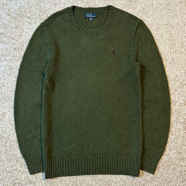 폴로 랄프로렌 POLO 버건디포니 엘보패치 코튼 니트 카키