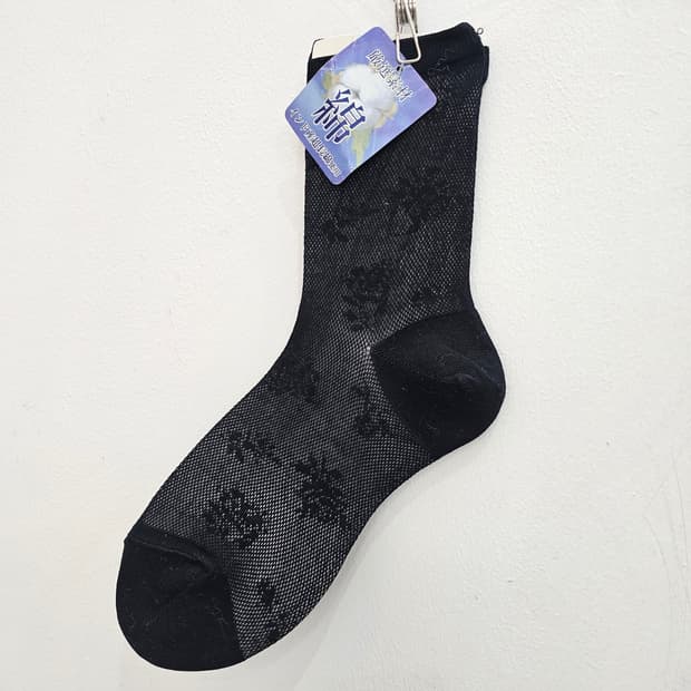 일본산 플라워 패턴 시스루 블랙 삭스