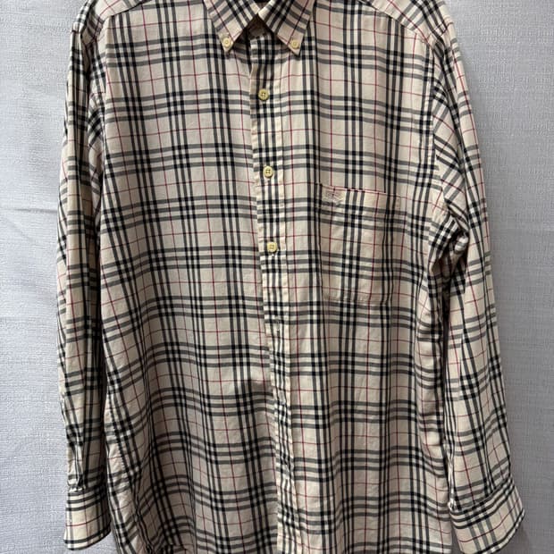 버버리 원포켓 로고 노바체크 셔츠 M(L)