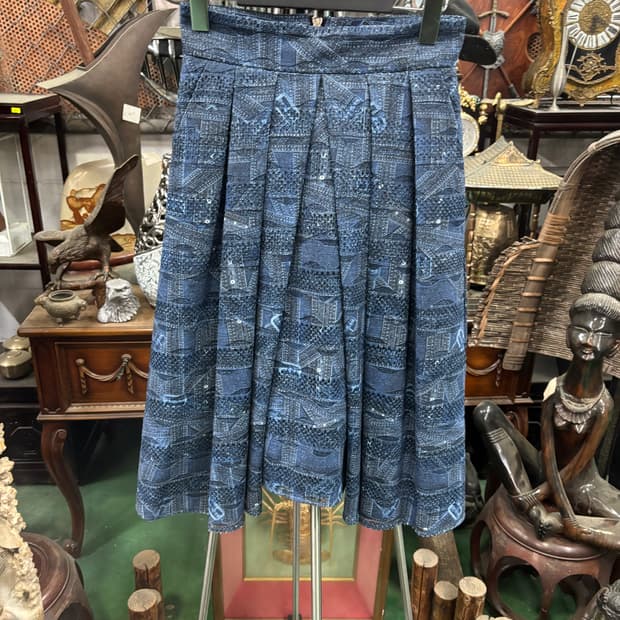 how and what 페이즐리 패턴 플리츠 치마 스커트